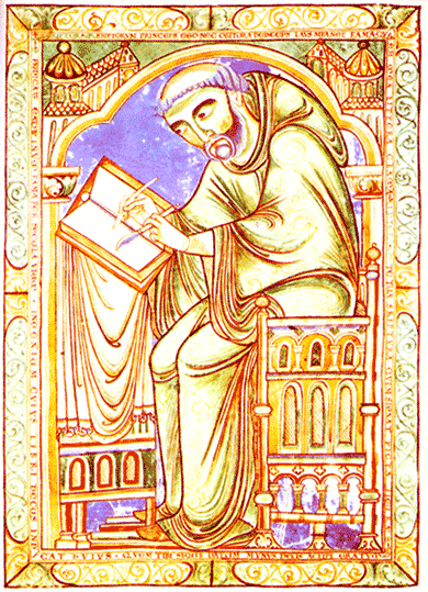 Eadwine of Canterbury, zelfportret in het Canterbury Psalter ca. 1150