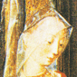 Miniatuur: edelvrouw met boek