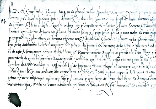 Tagliente Brief aan de Doge en de Consul van Veneti 1491