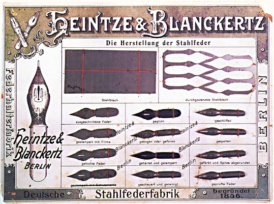 Stalen pennen van Heintze & Blanckertz ca. 1856