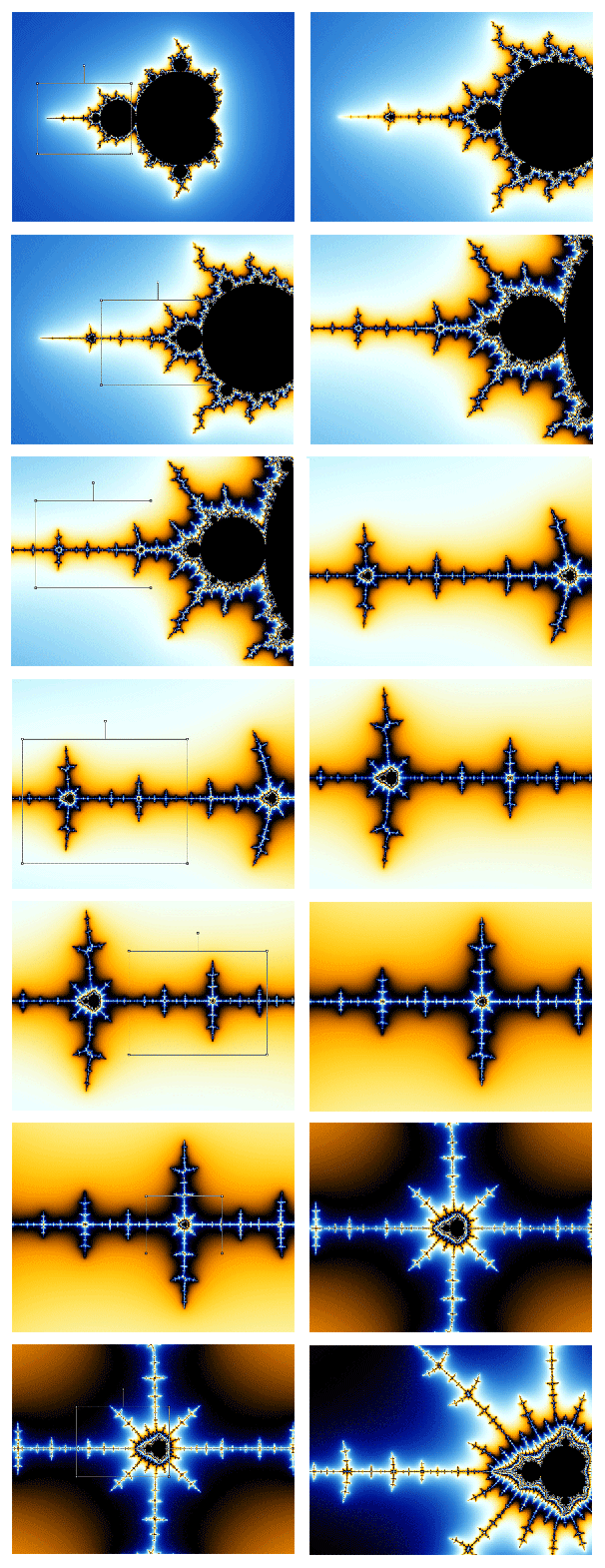 Mandelbrot fractal vergrotingen